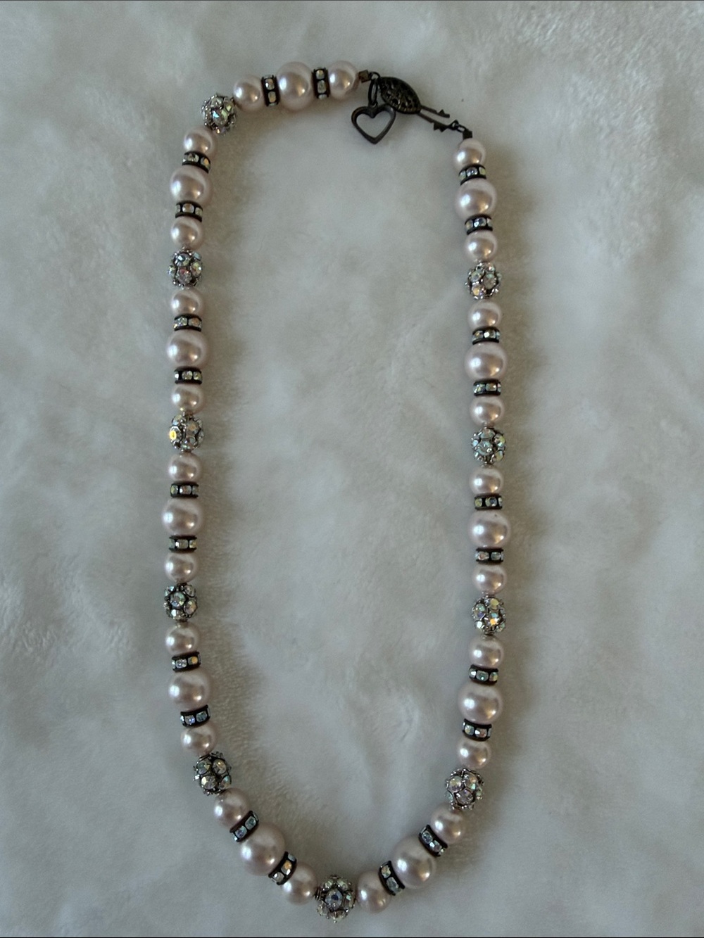 Pearl & Crystal Beaded Necklace - Blush Pearl